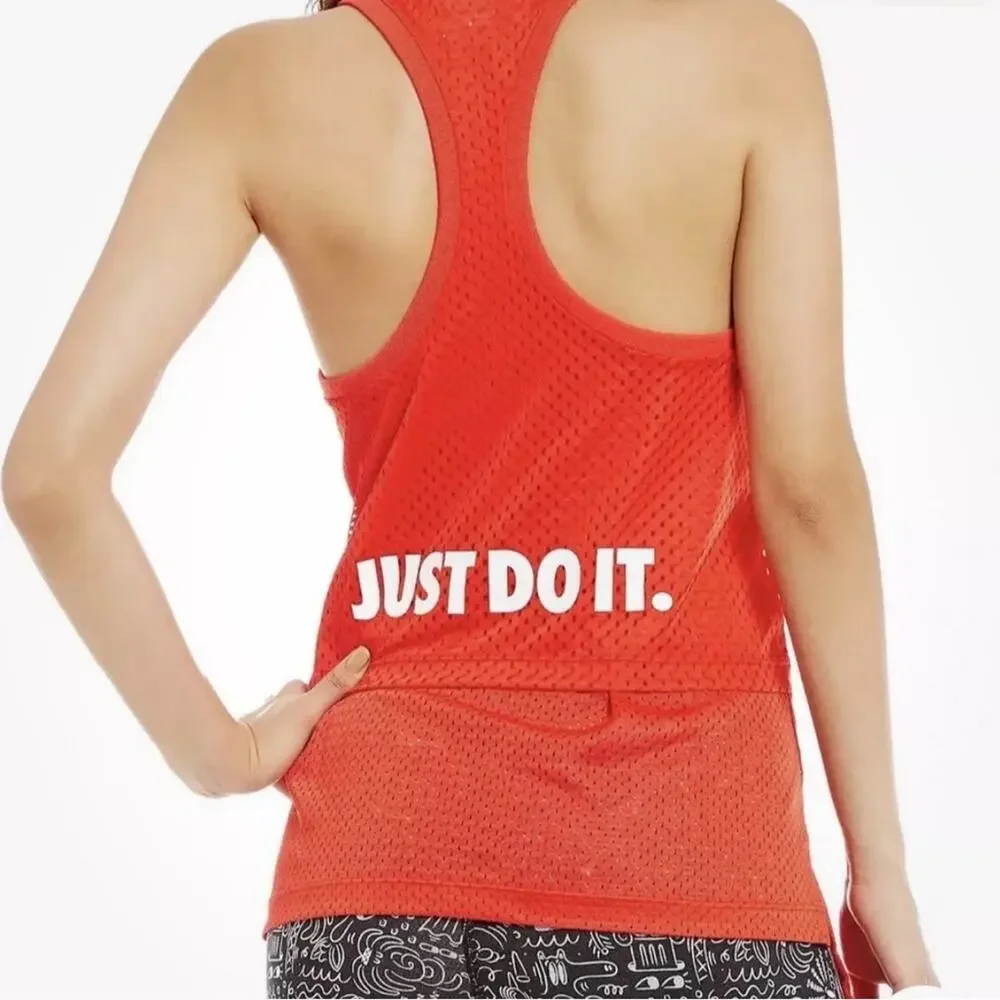 NIKE Light Crimson Red Mesh Overlay Active Gym‎ Running Workout Tank Top Size XS